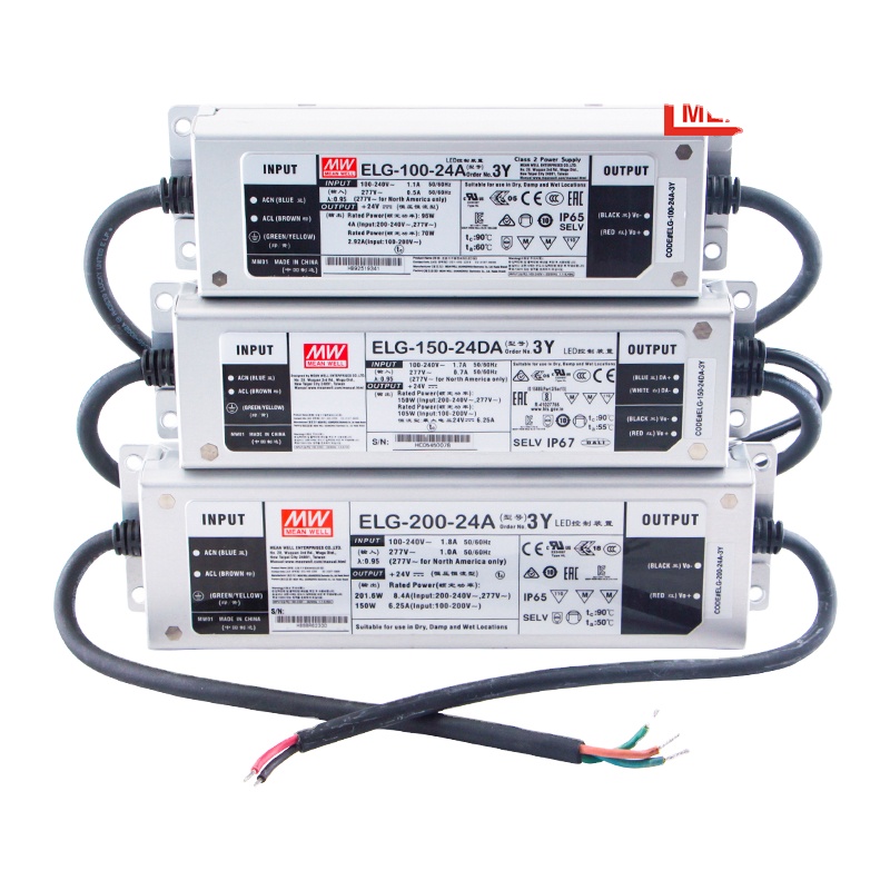 Meanwell ELG 75 Вт 100 Вт 150 Вт 200 Вт 300 Вт 24 в 12 В 48 В IP67 Регулируемая лента постоянного напряжения освещение источник питания светодиодный драйвер