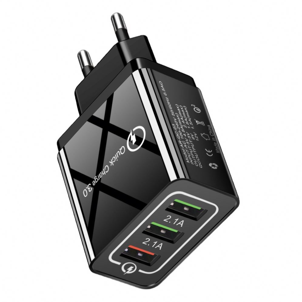 Wholesale Wall Charger QC 3.0 Quick Charge 3 Ports US EU Plug Fast Charging 3.1A Cellphone Power Adapter 3 USB Charger