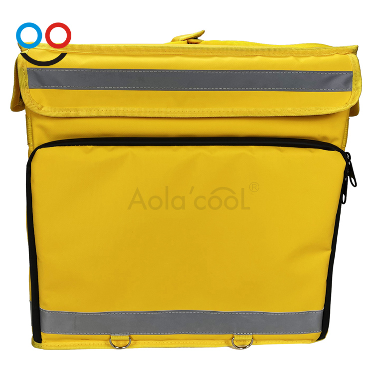 Factory custom 70L 500D tarpaulin yellow waterproof food isothermal delivery bag courier thermal cooler backpack