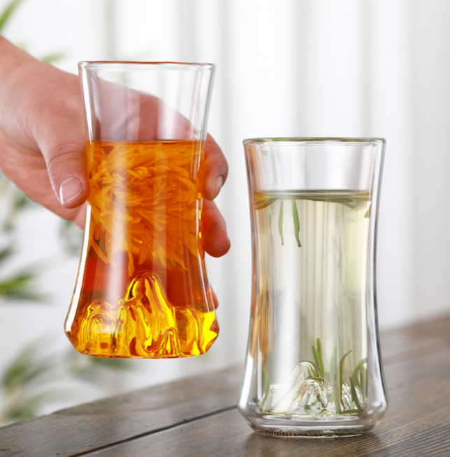 Hot Sale Handblown Creative Mountainview Borosilicate Glass Tea cup