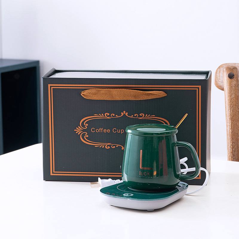 55 Degrees Christmas Cup Electric Heat Cup Coffee Ceramic Mug Warmer Heating Mug with Heating Coaster