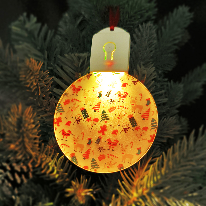 Sublimation bulb ornament Acrylic blanks with LED light shinny Xmas tree decoration