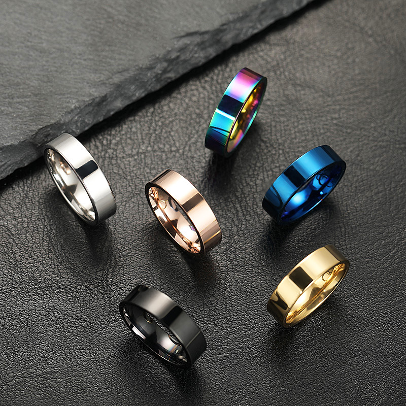 Custom Logo 6 Colors 316L Stainless Steel Rings 6mm Width Blanks Wholesale Ring Full Size For Men