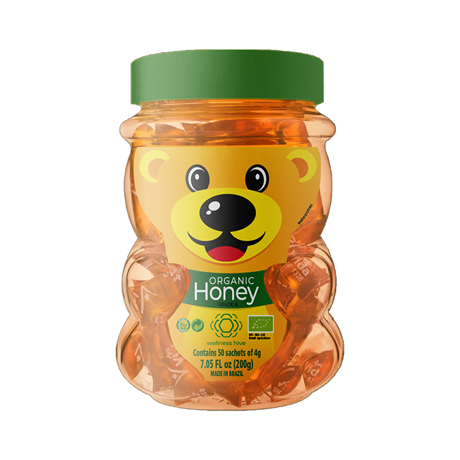 Органический горшок Honey - Teddy Bear 200 г (с 50 пакетиками по 4 г каждый) для детей