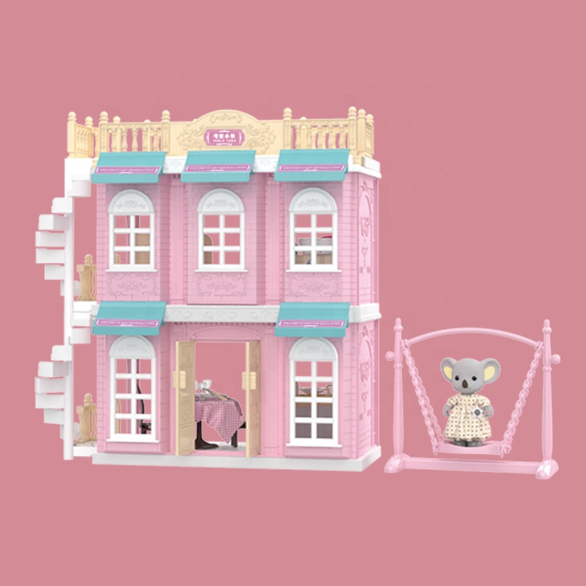 Best Gift For kids Lovely Koala Town Mini Princess House Toy With Kitchen And Shower Room Play Set
