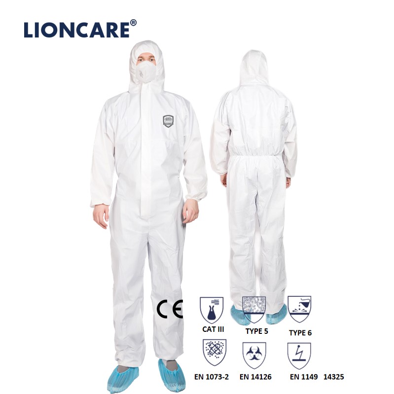 TYPE 5 6 Protective Coverall and Gowns Protective Coverall with Hood Coverall with Boots  or with Shoe Cover White  Orange 5B/6B