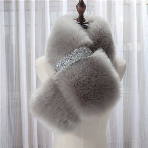 Hot Sale Extar Long Jane Rex Faux Rabbit Fur Scarf Winter Warm Scarves Shawls With Metal Plate