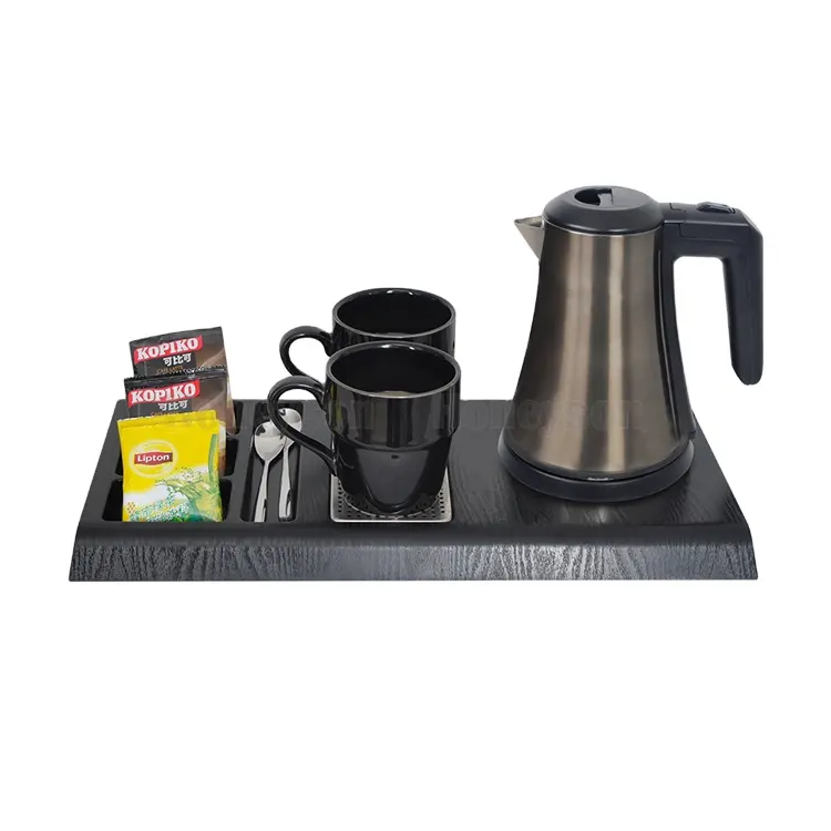 Brand New Luxury Hotel Room Design Multi-Functional 304 Stainless Steel Electric Kettle Welcome Tray Set
