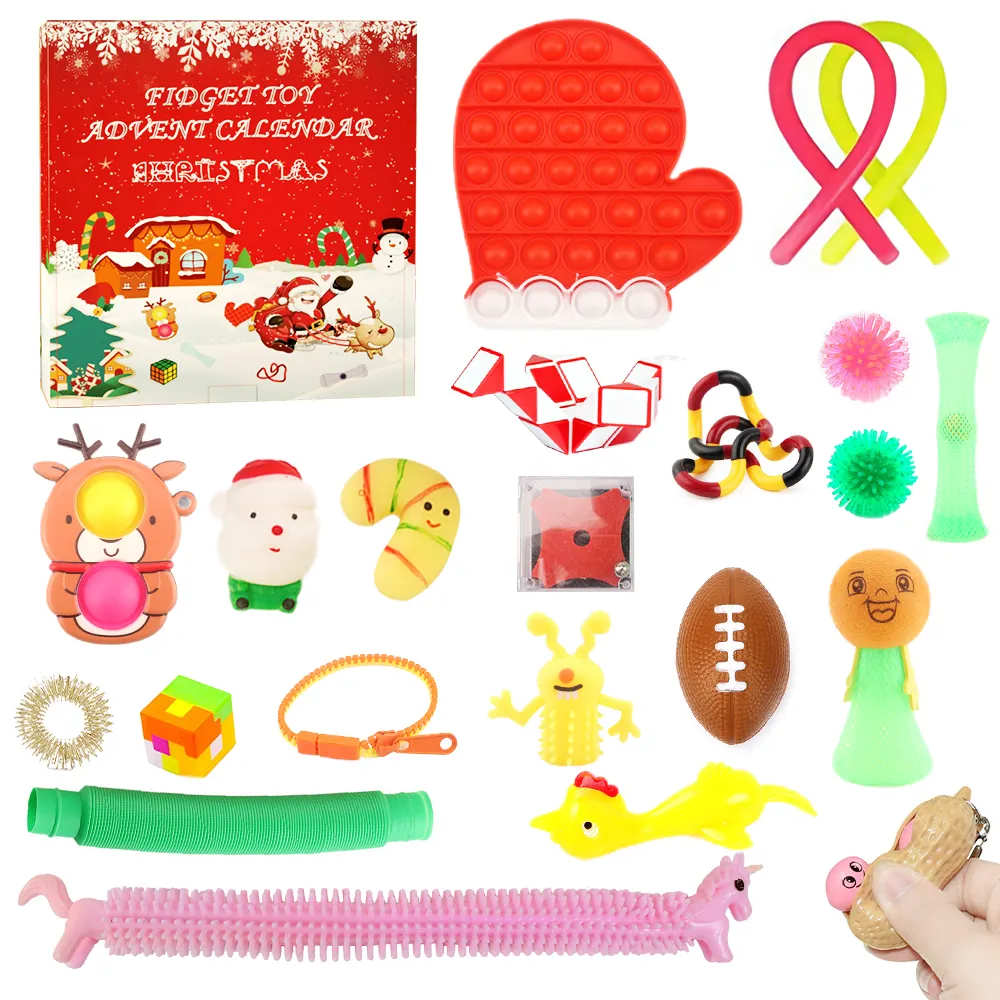 Christmas Sensory Fidget Toys Advent Calendar Set 2021 Boxes Wholesalee Mochi Squishy Simple Dimpl Advent Calendar for Toys
