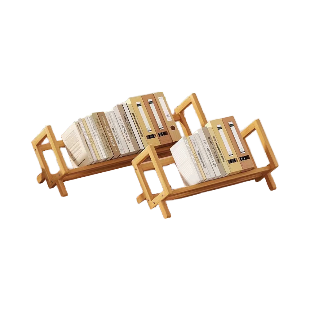Expandable Bamboo Wood Bookend Tabletop Bookshelf Convenient Cookbook Recipe Adjustable Book Holder Rack Display for Desk