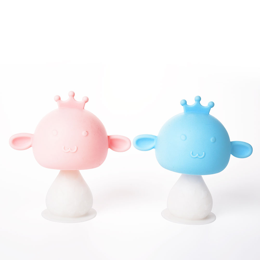 2021 Amazon Hot Sell BPA Free Kids Infant Soothing Rattling Mushroom Teether Baby Teething Rattles Toys