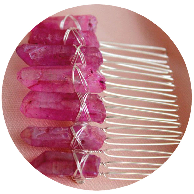 Hongyu Raw Quartz Headband Wedding Tiara Hair Combs Crystal Comb Bridal Hair Accessories Moon Crescent Hair Clip