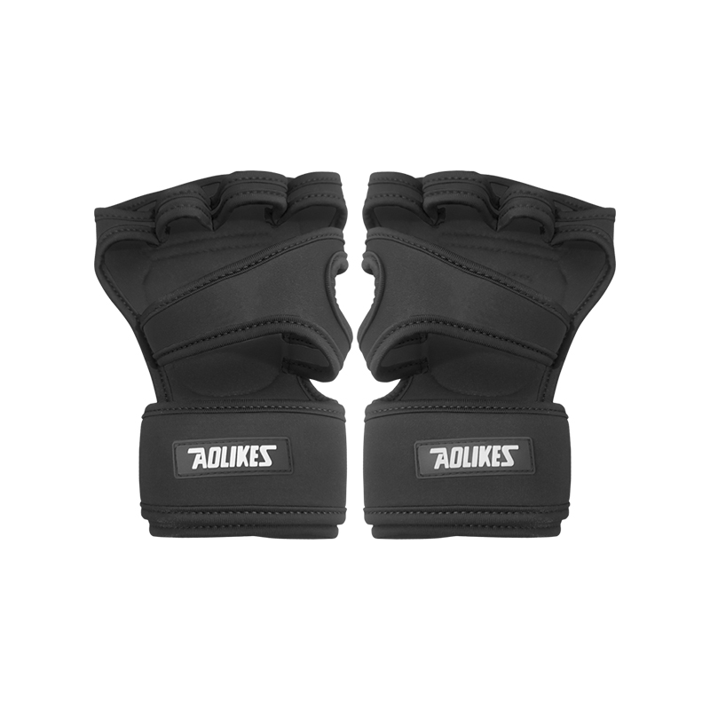 Aolikes High quality custom logo ventilated workout fitness weight lifting gym gloves with wrist