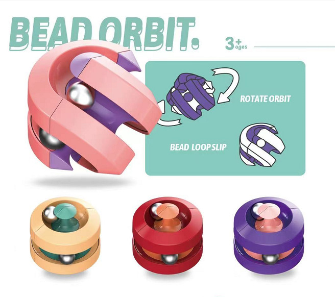 2021 Creative Color Reduced Pressure Ball Gyro Track Finger Artifact Rotatable Alleviate Anxiety Finger Spinning Top Toys
