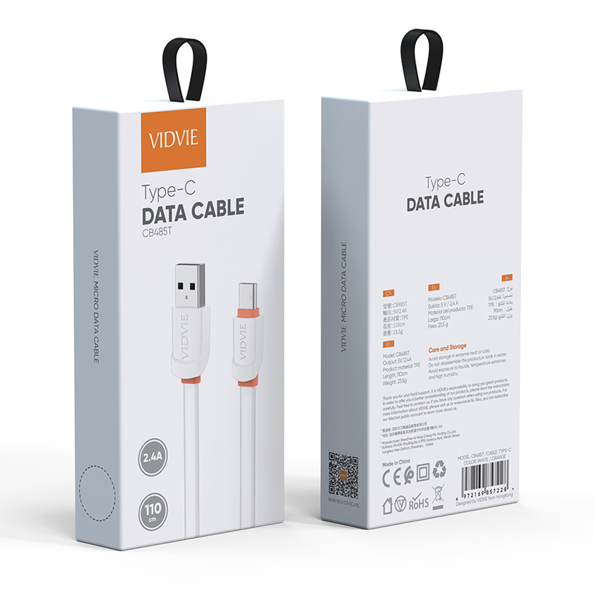 Новинка, USB C кабель для синхронизации данных VIDVIE Rock, кабель для мобильного телефона 3,3 фута 2,4 А, плоский зарядный кабель типа C