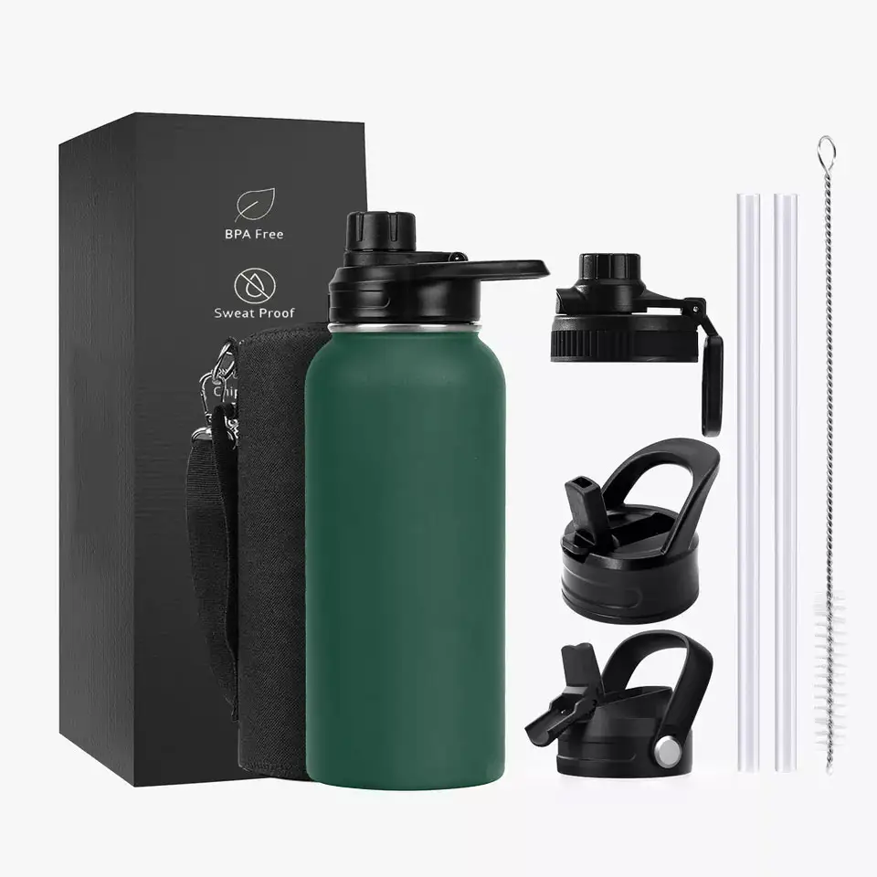 Wide Thermo Water Bottle Sports Vacuum Travel 32oz Stainless Steel Gym Tumblers Insulated Aquaflask Water Bottle