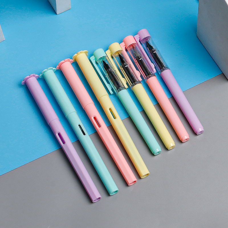 Morandi Macaron color fresh plastic students pose pen calligraphy practice office gift can exchange ink bag