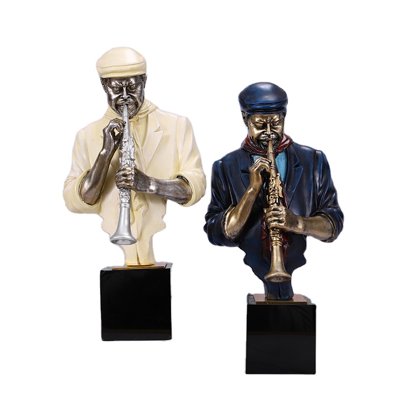 Абстрактная смола, украшение для дома, скульптура Musican Man с статуей Sax, украшения ручной работы