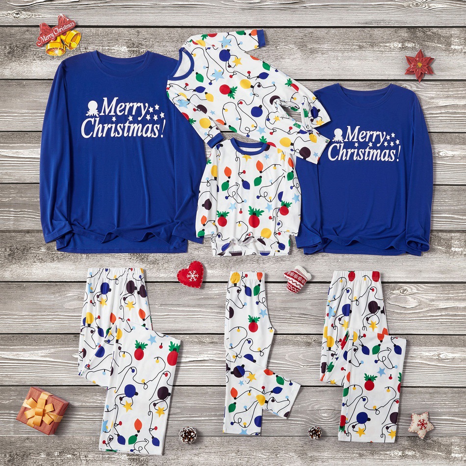 Casual Home wear Set Long Sleeve Parent-child Wear Cartoon Print Christmas Pajamas Set