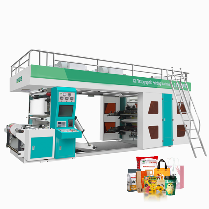 High Quality 2 4 6 color paper film PVC non-woven PP woven CI central drum Flexografic Printing Machine