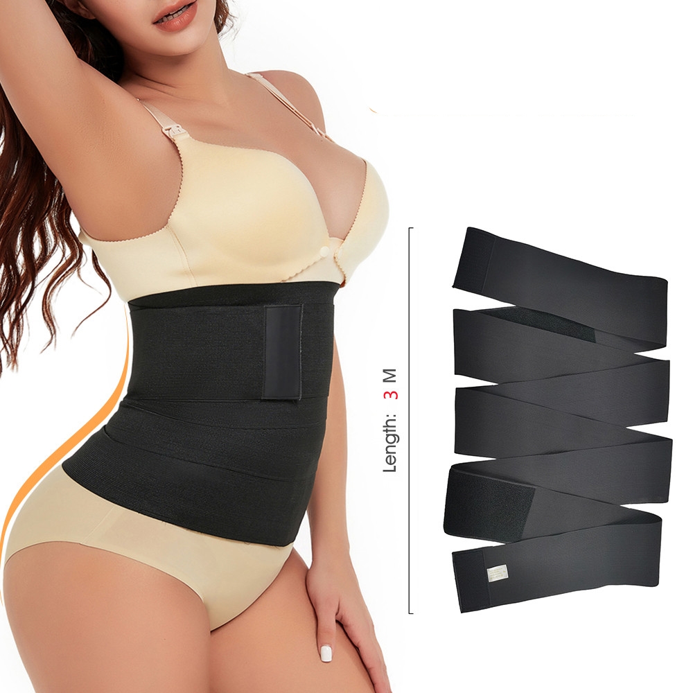 Miket Waist belt Elastic Band Weight Loss Flat Belly Belt Body Shaper Tummy Wrap Waist Trainer 4 or 3 Meter Women Bandage