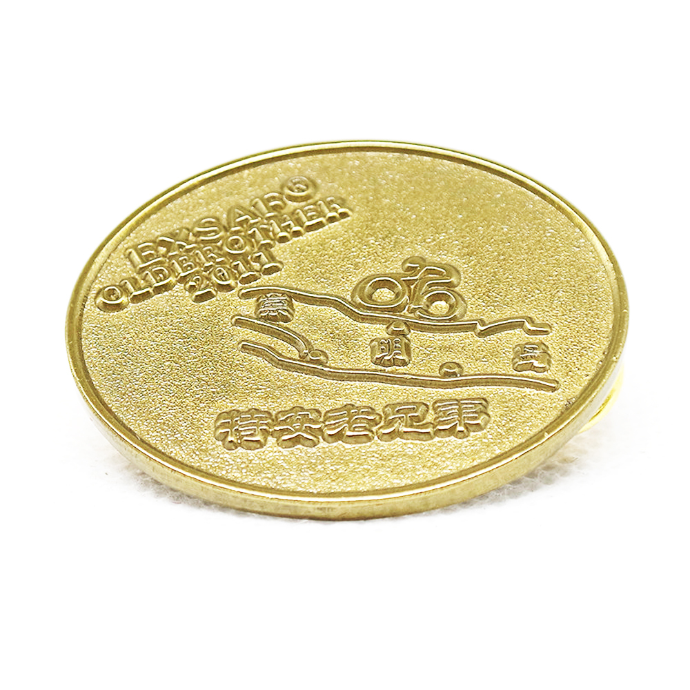 Brotherhood Commemorate Event Sandy Background Gold Custom Logo Metal Souvenir Enamel Badges