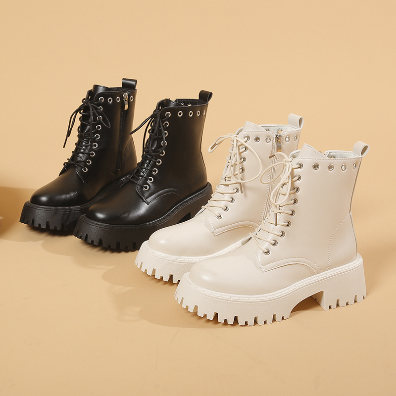 NEW 2024 women's boots lace up fashion trendy zipper buckle style Platform ankle boots for women shoes