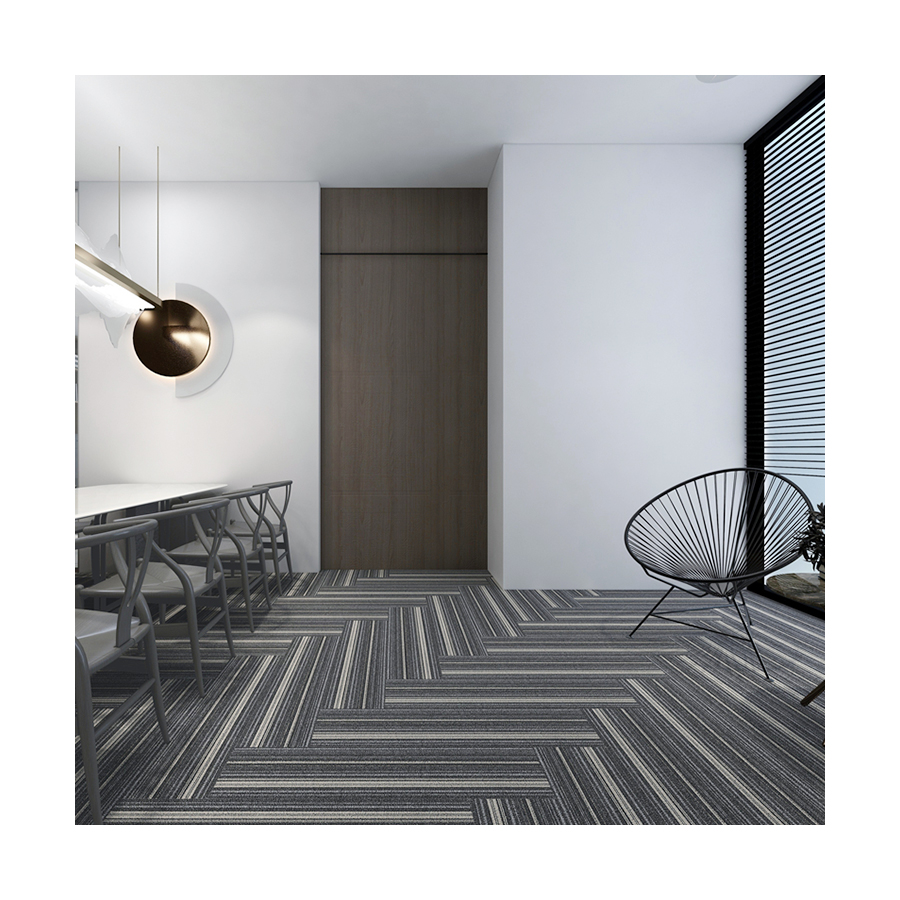 Printed Splicing Carpet Tiles Striped Fireproof Removable Carpet Tiles Commercial Office Floor Carpet Tiles With PVC Backing