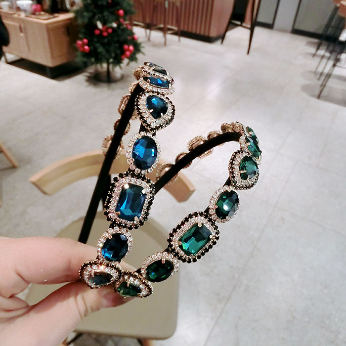 Rhinestone Beaded Elastic Headband Fashionable Handmade Crystal Hairband Lady Women Girls Hair Jewelry Accessories
