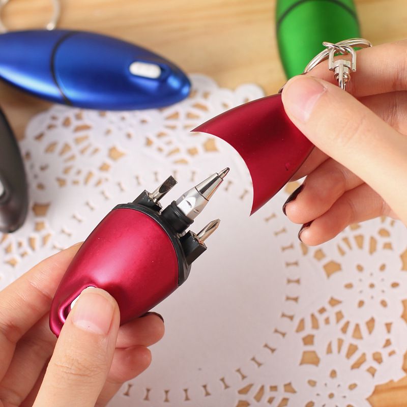 Multifunction gift screwdriver ballpoint pen LED light pen with keychain tool ball pen
