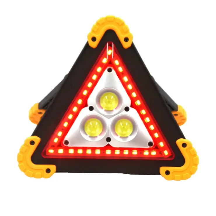 Roadside Handle Safety Lamp Triangle Emergency Flood Light Rechargeable Car Flashing LED COB Work Light