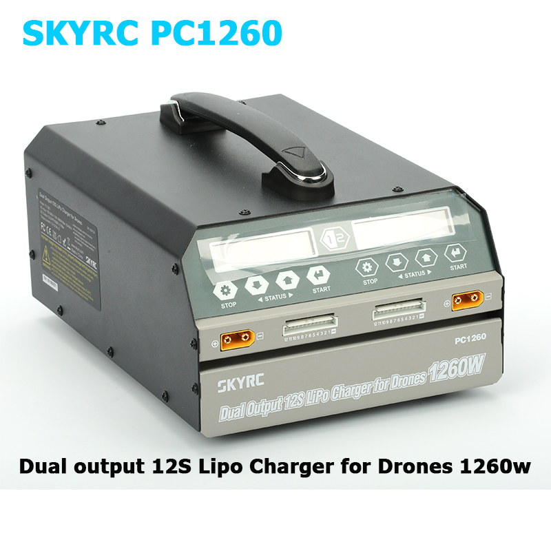 SKYRC PC1260 Двухканальное зарядное устройство 12S Lipo, максимальная мощность заряда 1260 Вт, ток заряда 12 а для промышленных беспилотных летательных аппаратов