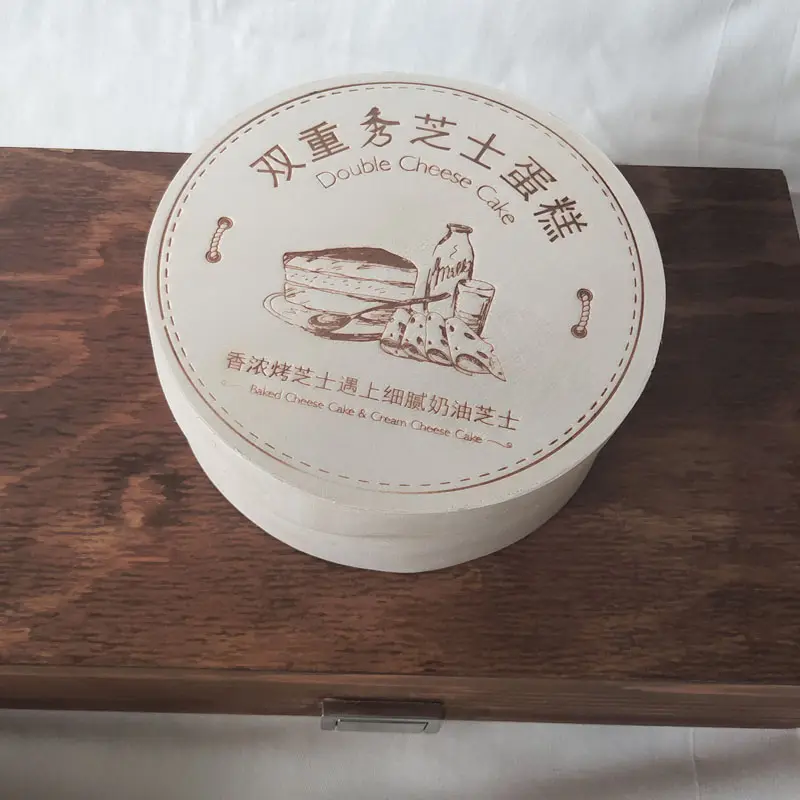 double baked cream cheese wooden poplar veneer cake packaging box