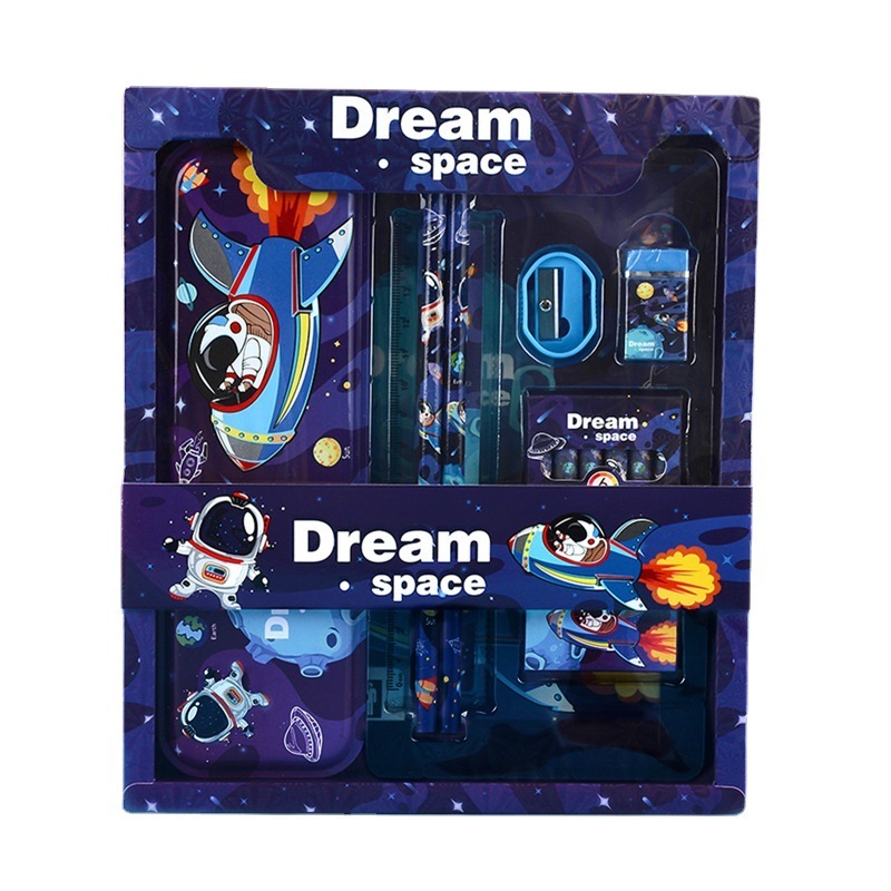 Stationery Supplies School Accessories Kids Space Stationery Set with Pencil Box for Children Gift