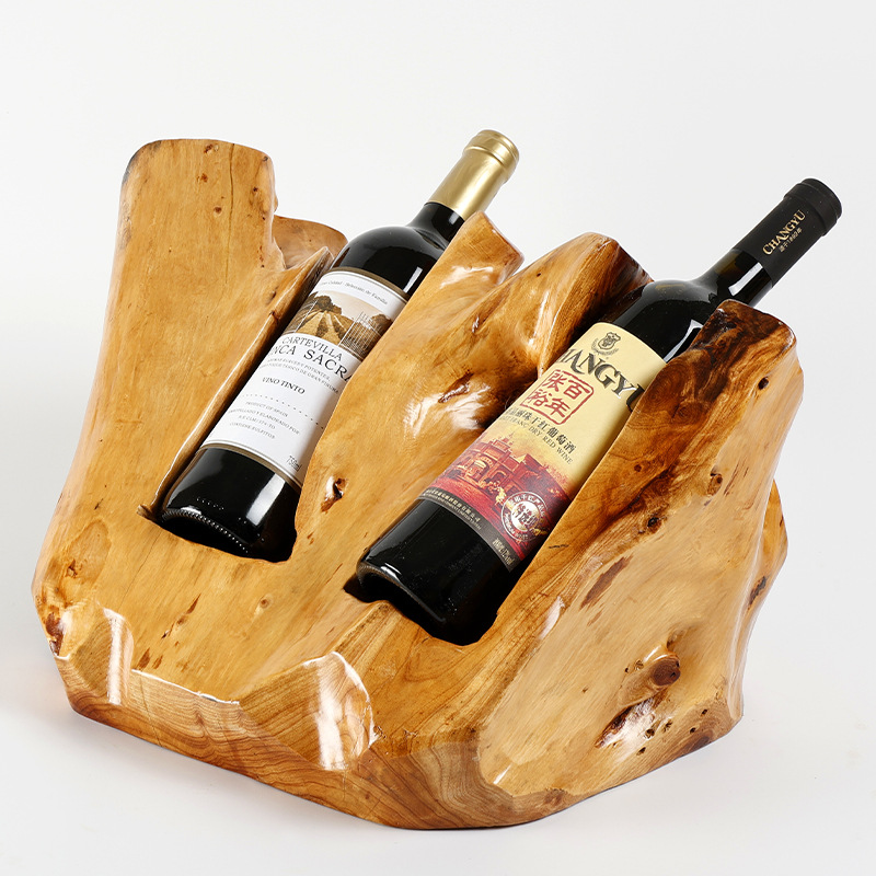 Factory Hot Sale Wood Wine Holder Wooden Wine Bottle Holder Outdoor Wine Holder Round