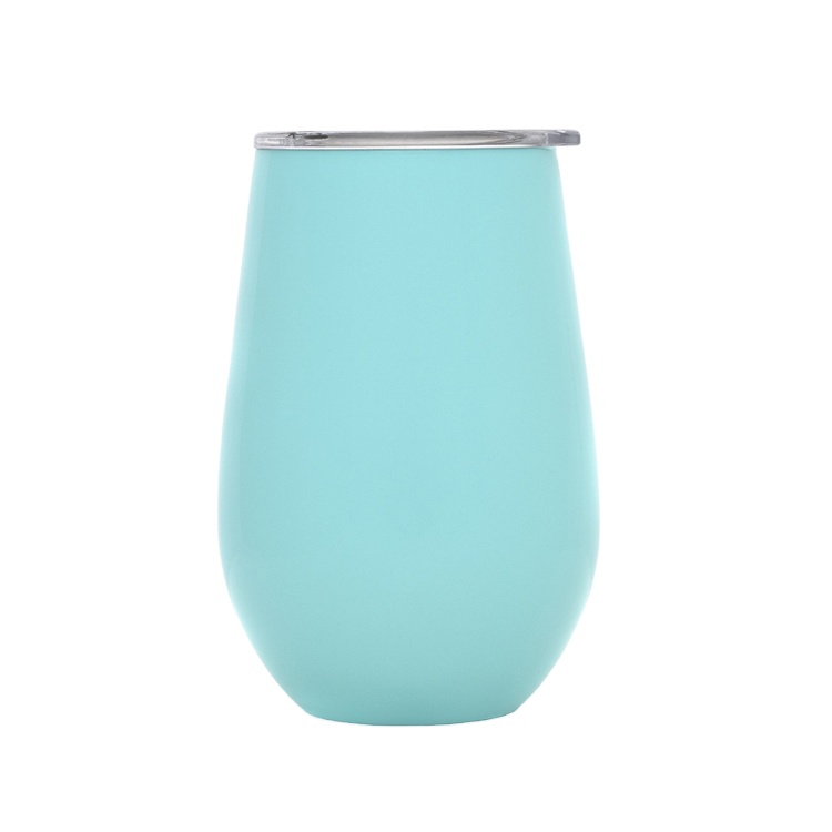Wholesale 12oz Insulated Vacuum Egg Shape Mugs Stainless Steel Custom Wine Tumbler Cups With Lid And Straw
