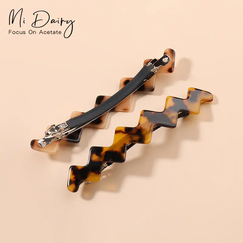 MiDairy simple wave shaped tortoise shell hair barrettes clip for women girls220410