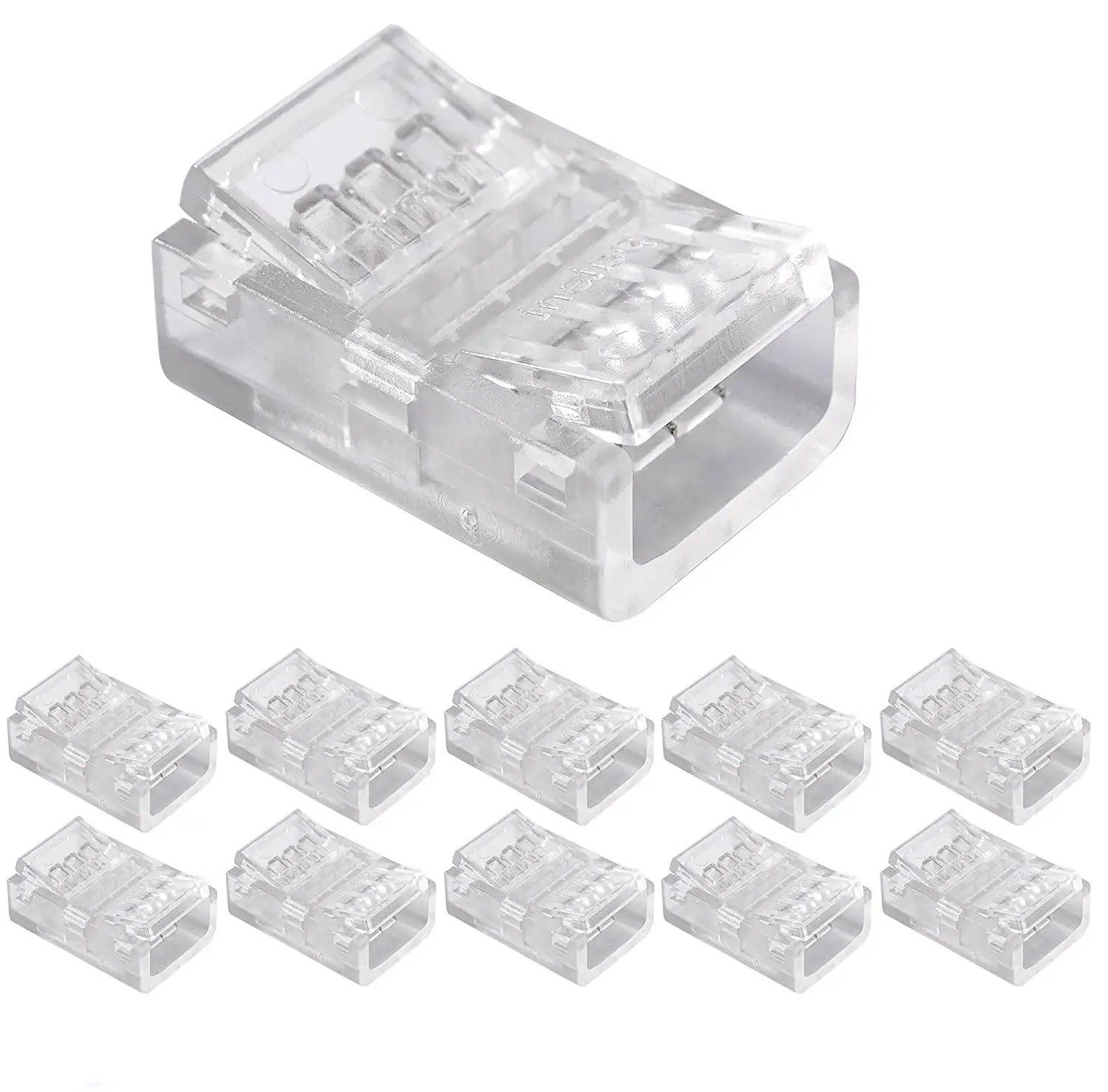 New Crystal Clip Wire 10mm IP20 IP65 Waterproof 2Pin 3Pin 4Pin 5Pin Female I Type LED Strip Connector