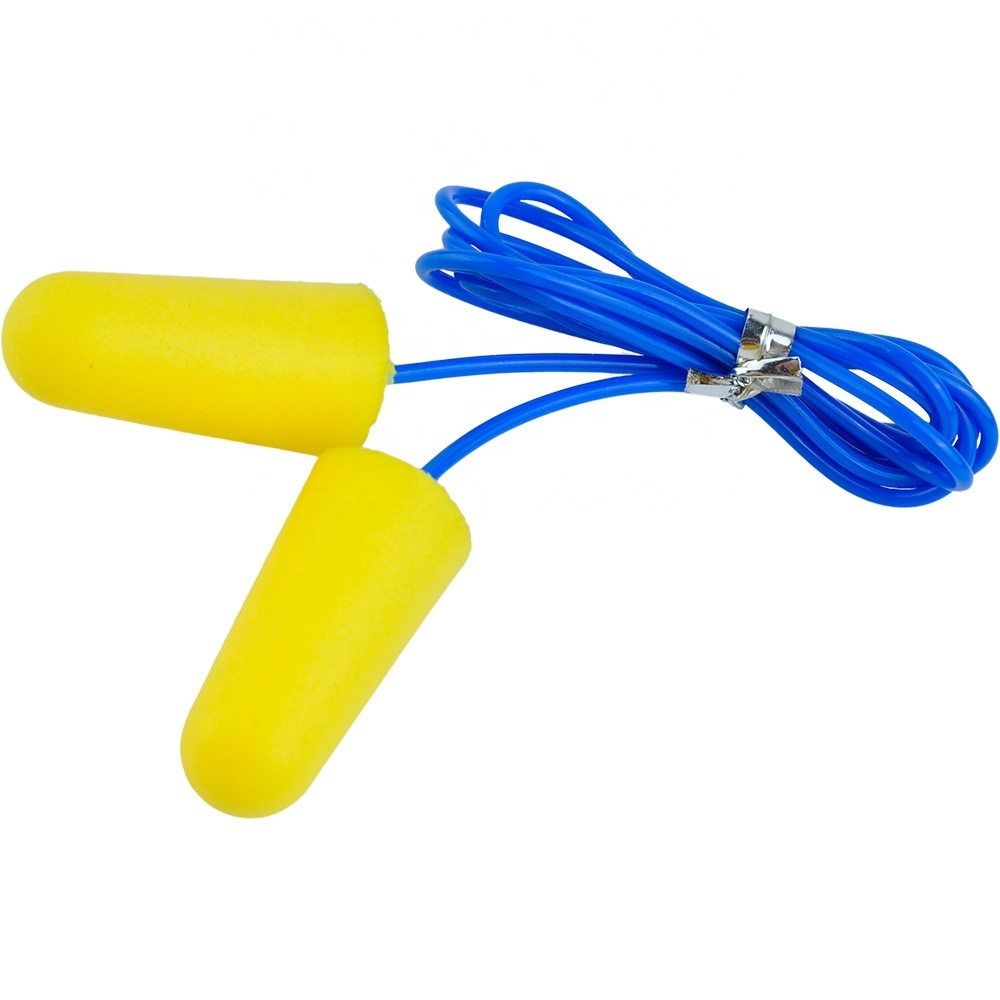 hot selling custom ear plugs silicone corded earplugs sponge earplugs(with safety rope)