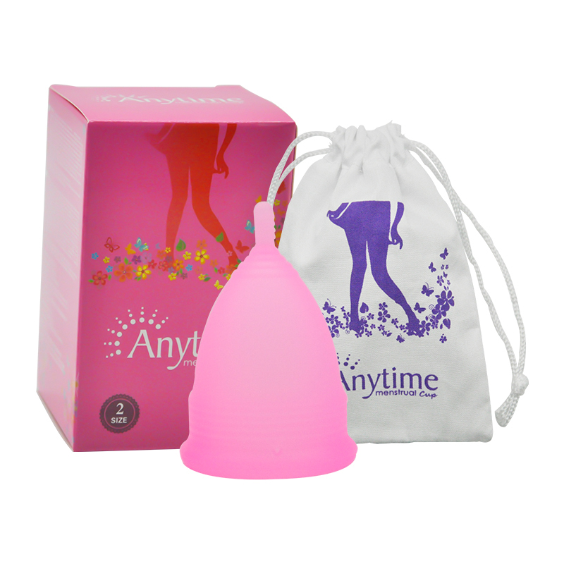 Customisable High Quality Ecofriendly Soft Silicon Pee Safe Medium Blue Pink Silicon Menstrual Cups with Case Matte Color