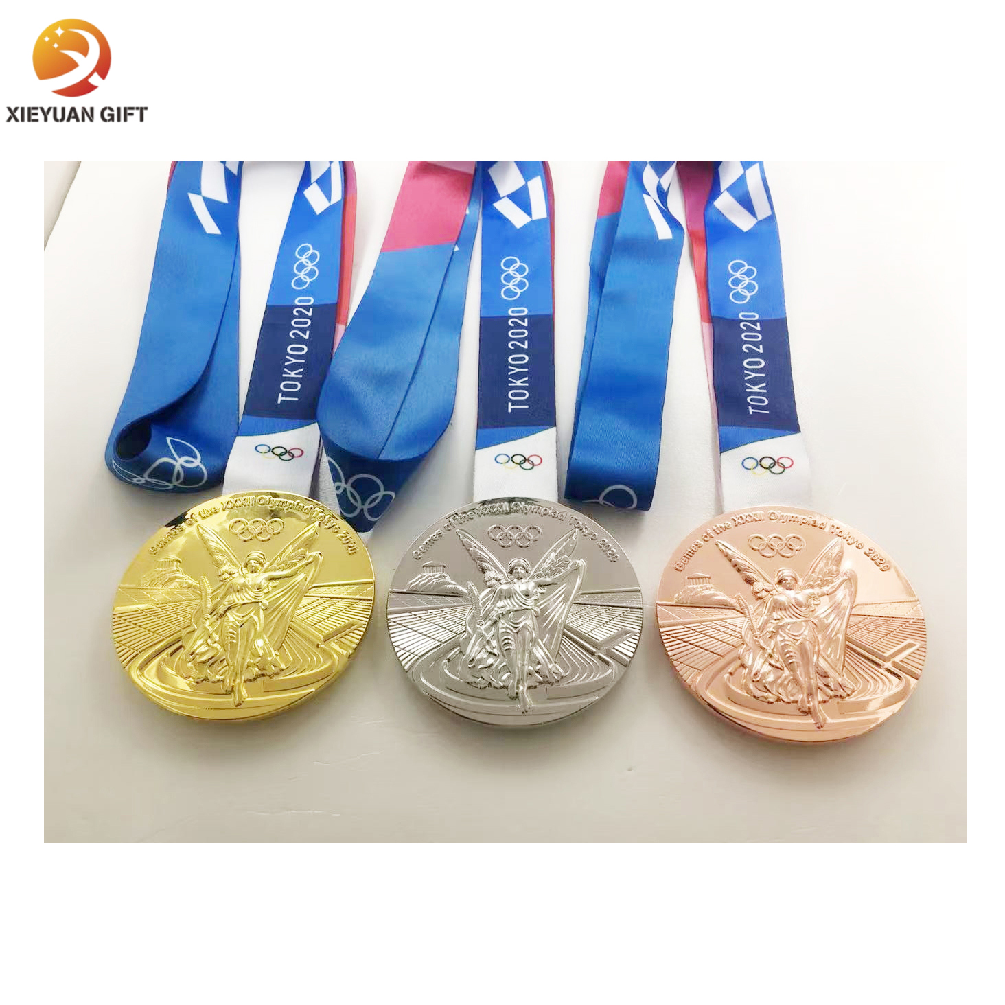 Wholesale Custom Logo Metal 3D Medals Souvenir Gifts Gold Sports Meeting Running Champion With Ribbon 2020 Tokyo Medal
