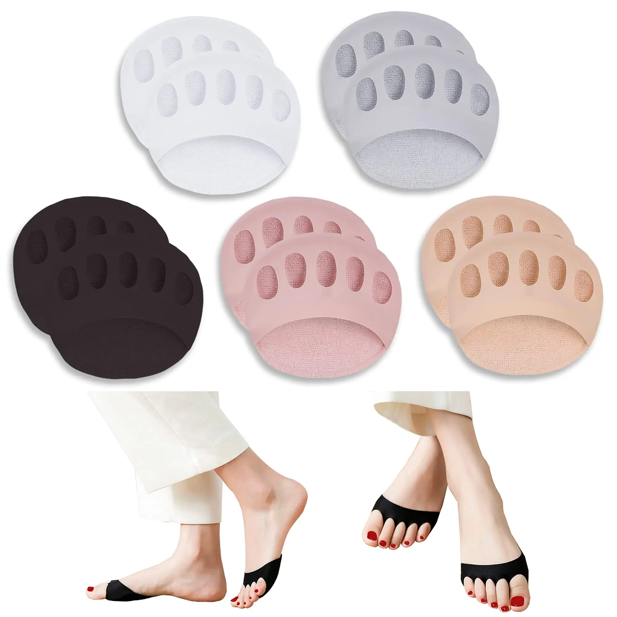 Five Toes Forefoot Pads For Women High Heels Half Insoles Foot Pain Care Toe Pad