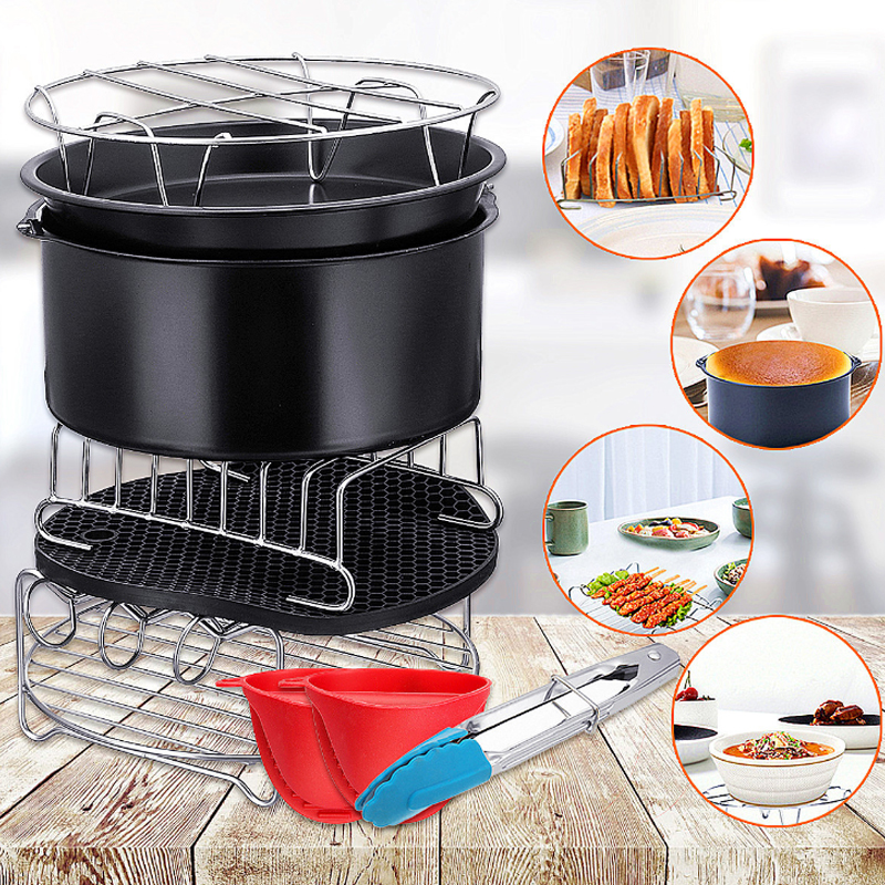 Cake Basket Pizza Dish Double Grill 8 piece set 8in 20cm for 5.3 to 5.8QT air fryer accessories
