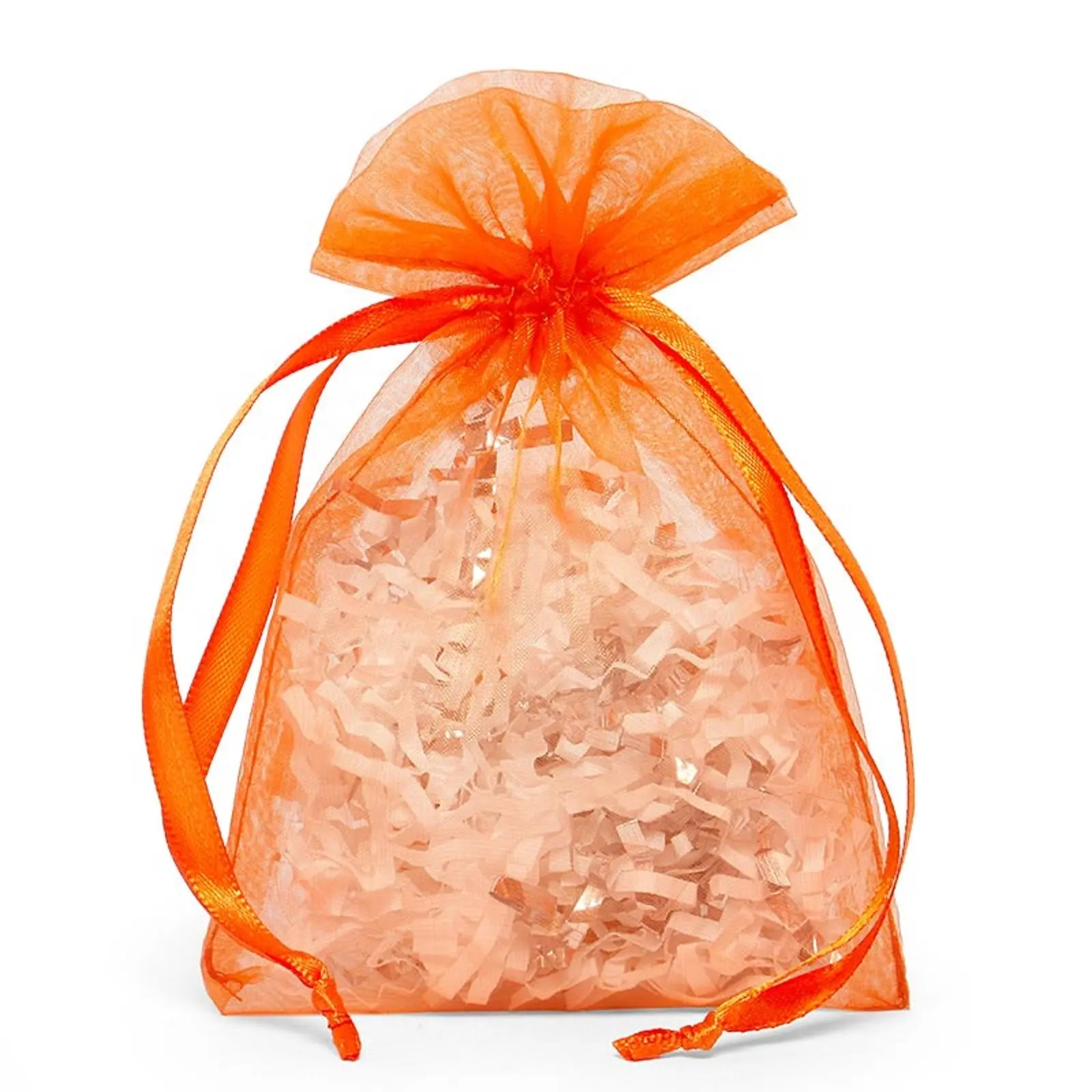 Small Orange Organza Toy Packaging Bags with 10 Sizes in Stock