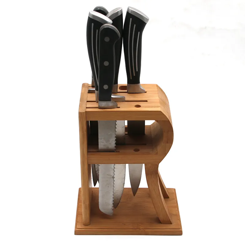 Высококачественная вставка, бамбуковый держатель для ножей, кухонный бамбуковый ящик для ножей, Органайзер