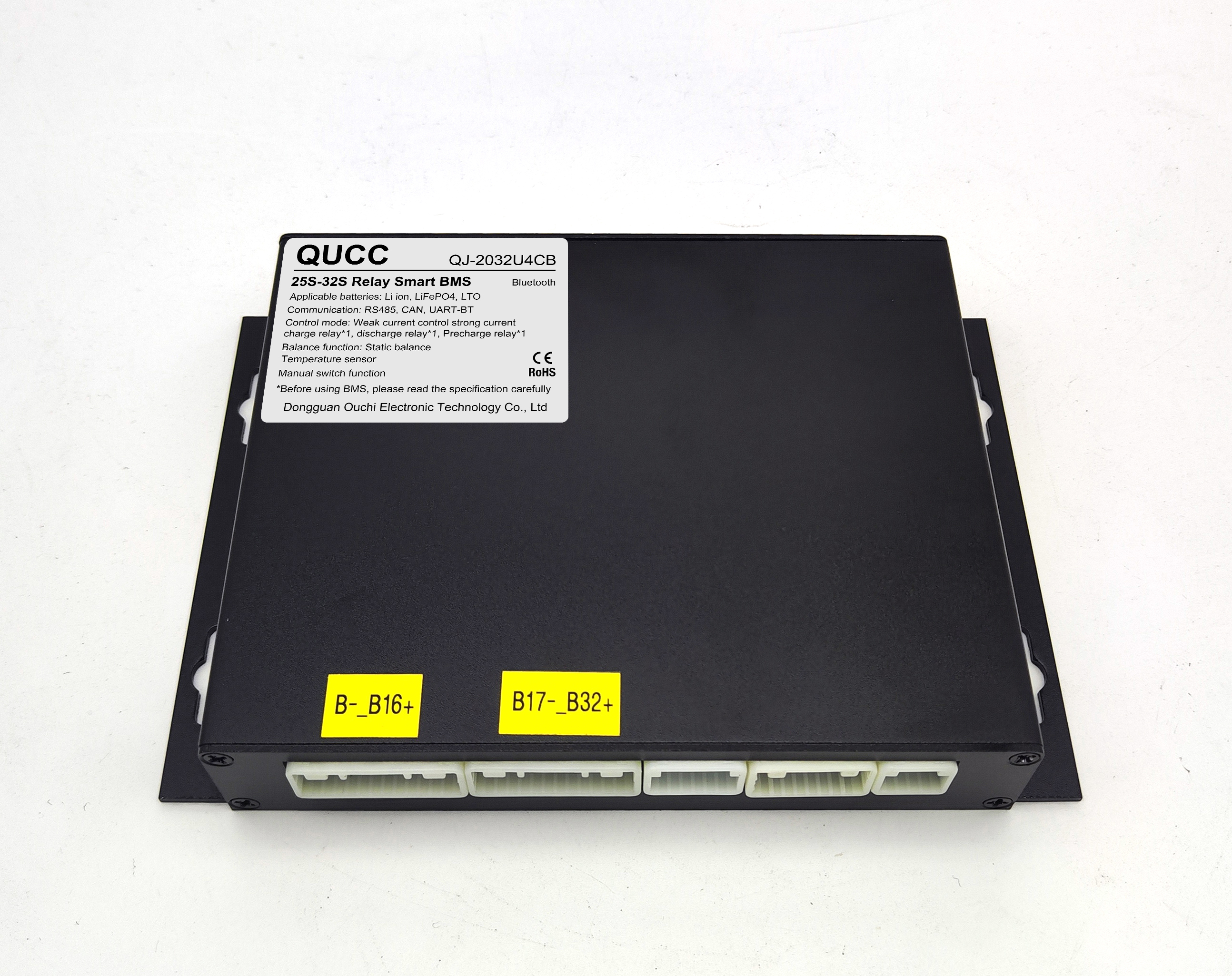 Qucc25S~32S Smart BMS 500A High voltage DC relay Communication protocol RS485 CAN BT lithium battery smart bms 6s5p lto