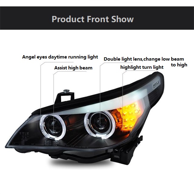New Double light lens tuning lights Xenon Headlight For Car Auto New 5 Series E60 Headlights 520 523 525 530