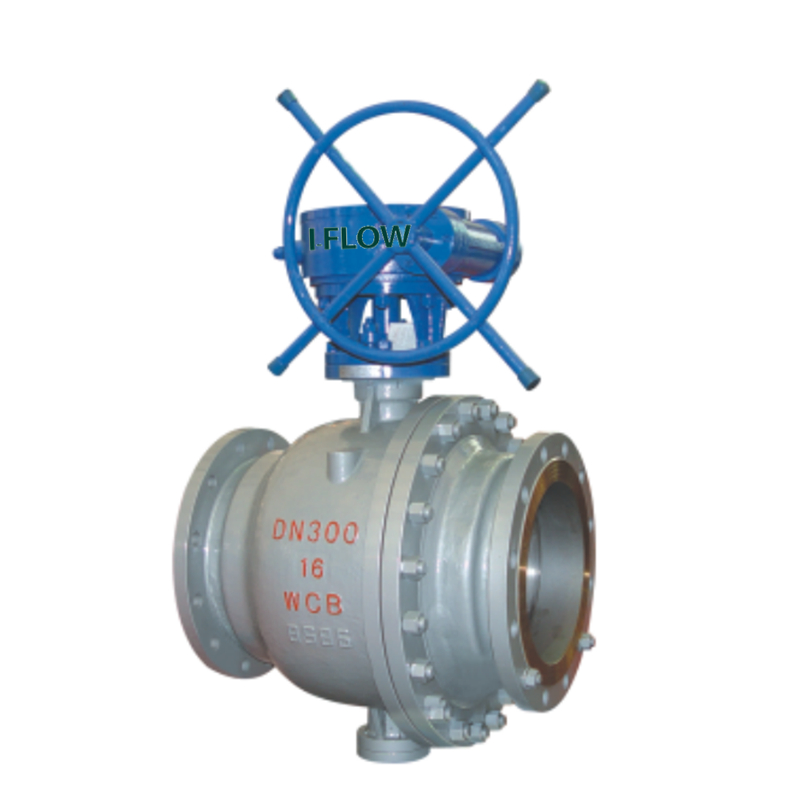 API 6D gear operated type ball valve trunnion ball design