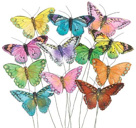 Garden Plant Decoration Wholesale Decorative Floral Sticks Paper Wooden Picks Butterfly Floral Picks Cute