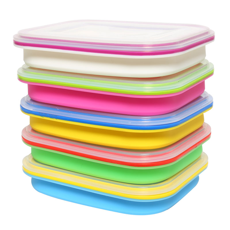 Wholesale 800ML BPA Free Collapsible Silicone Lunch Box Set